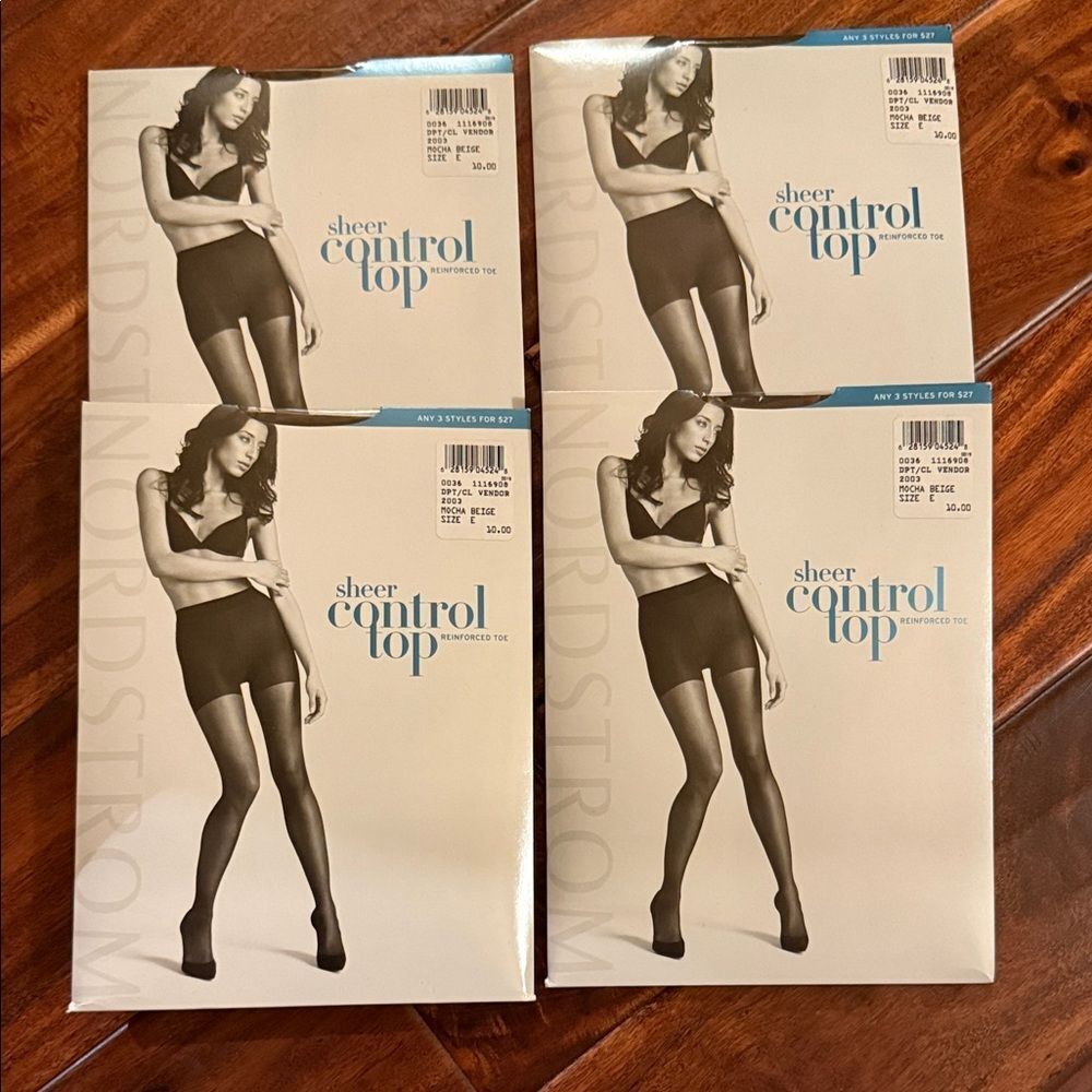 Nordstrom New In Package Sheer Control Top Reinforced Nylons Lot of 4